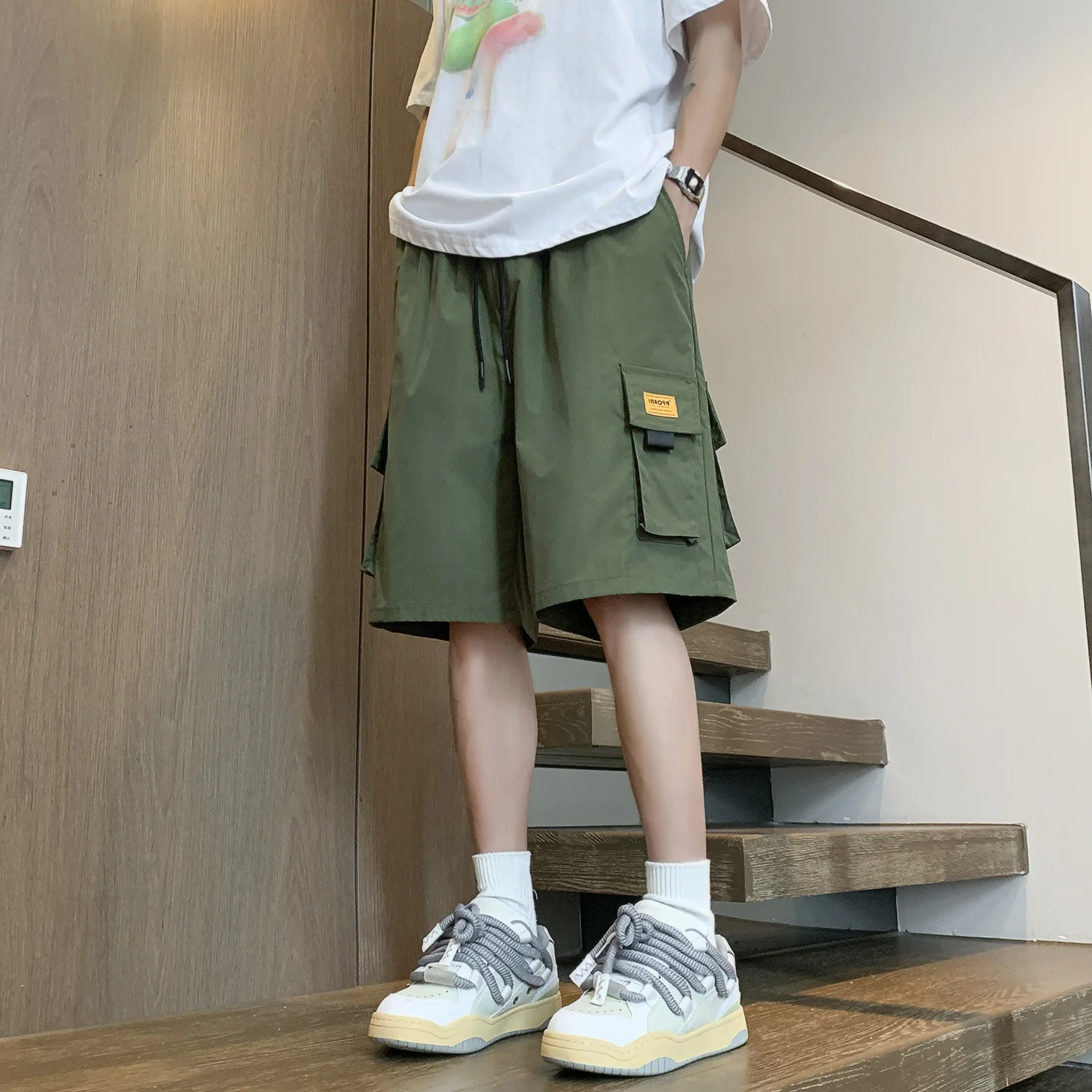 

VBBK Ice Silk Спецодежда Повседневные брюки Мужские военные дизайнерские брюки Американские простые однотонные молодежные широкие брюки