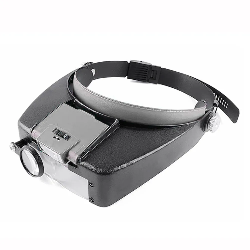 Premium LED Illuminated Headband Magnifier with Adjustable Anti-Glare Visor for Precision Soldering Jewelry Watch Repair Grey