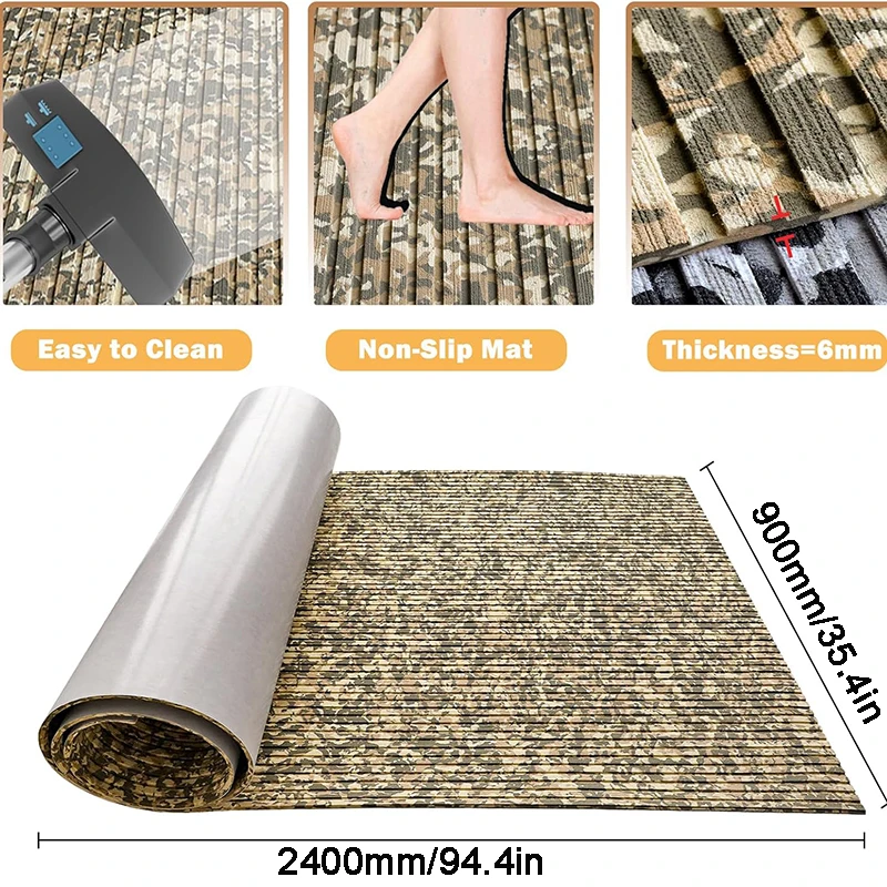 Eva Foam Decking Sheet Accessories Teak Boat Deck Marine Non-Slip Self-Adhesive Army Desert Camo Pad Canoe Kayak 2400*900*6Mm