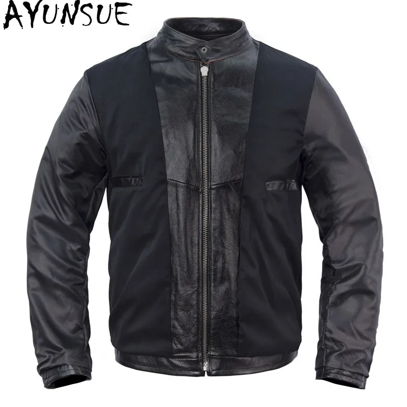 AYUNSUE 100% Pure Cowhide Genuine Leather Jacket Men Classic Rubbed Color Real Cow Leather Coat Vintage Short Coats abrigos 2026