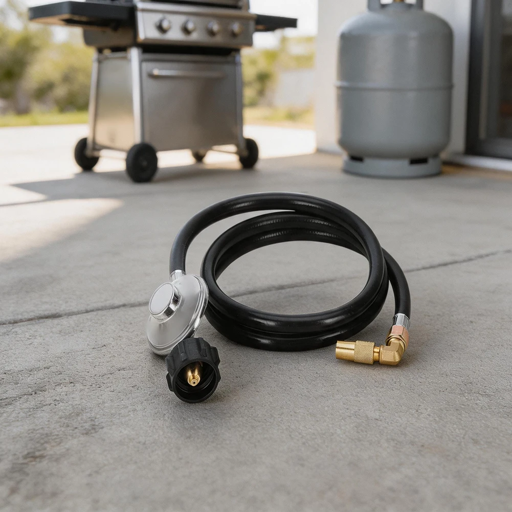 For Outdoor Kitchen Setup Propane Regulator Hose 90-degree Elbow Design for weather-resistant Rubber Leak Prevention Seal