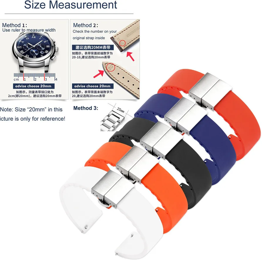 Quick Release Butterfly Buckle Silicone Watch Strap 14mm 16 18mm 20mm 24 22mm Replacement Watch Band Soft Rubber Wrist Bracelet