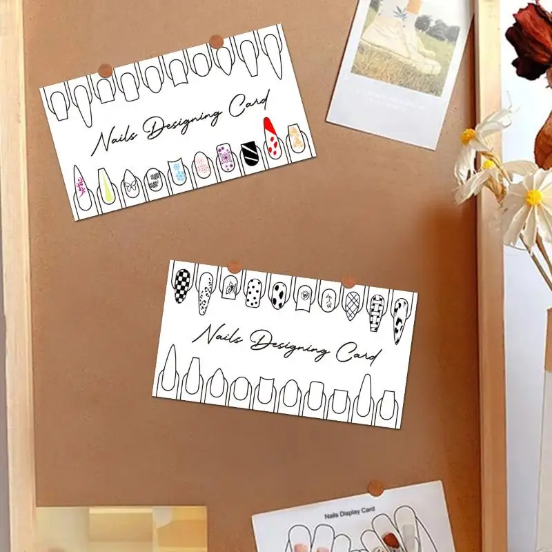 10 carte per esercitazioni per unghie per principianti Presse sulle unghie Formazione Design Card Modelli di pittura per nail art