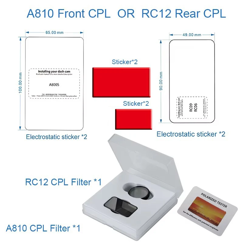 70mai CPL-Filter nur für 70mai A810, CPL-Filter für 70mai RC12 RC24 Rückkamera, CPL-Filter für 70mai A810s Kamera