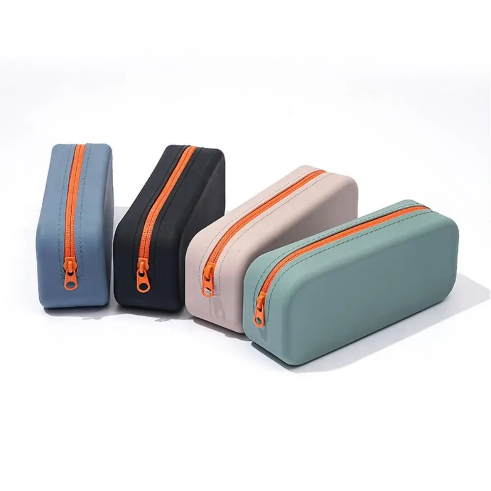 Creative Silicone Pen Bag Large Capacity Waterproof Pencil Case Zippered Multi-function Stationery Organizer Student