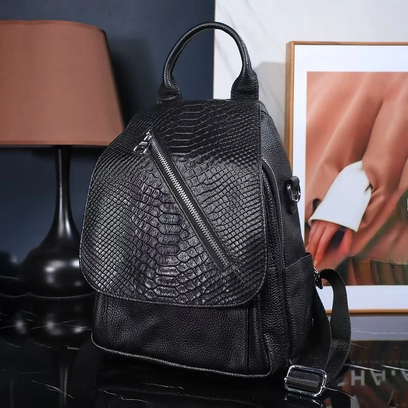 

2026 New Fashion Genuine Leather Women Backpacks Luxury Brand Alligator Female Real Leather Ladies Girl Student Casual Backpack