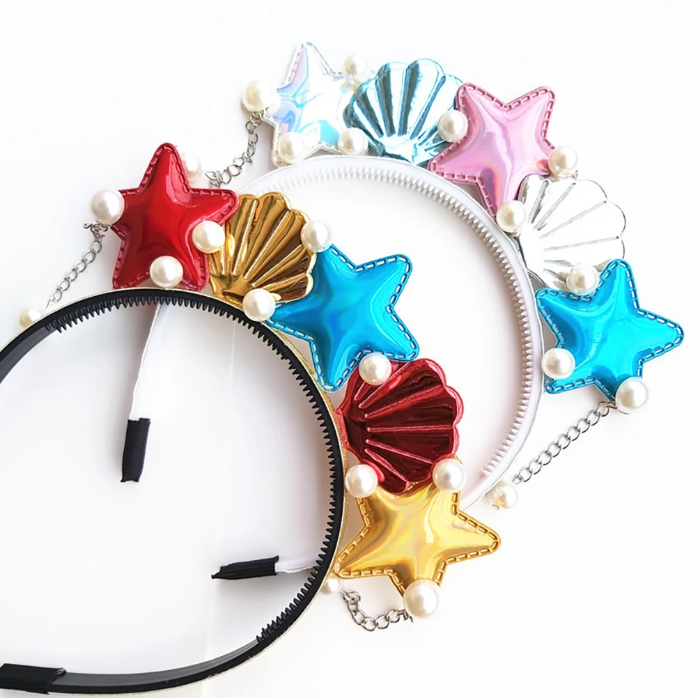 

Ocean Themed Headb Shell Design Hoop Girl Hair Accessories Mermaid Sea Star Costume Pearl Lightweight Non Deformation Kids Party