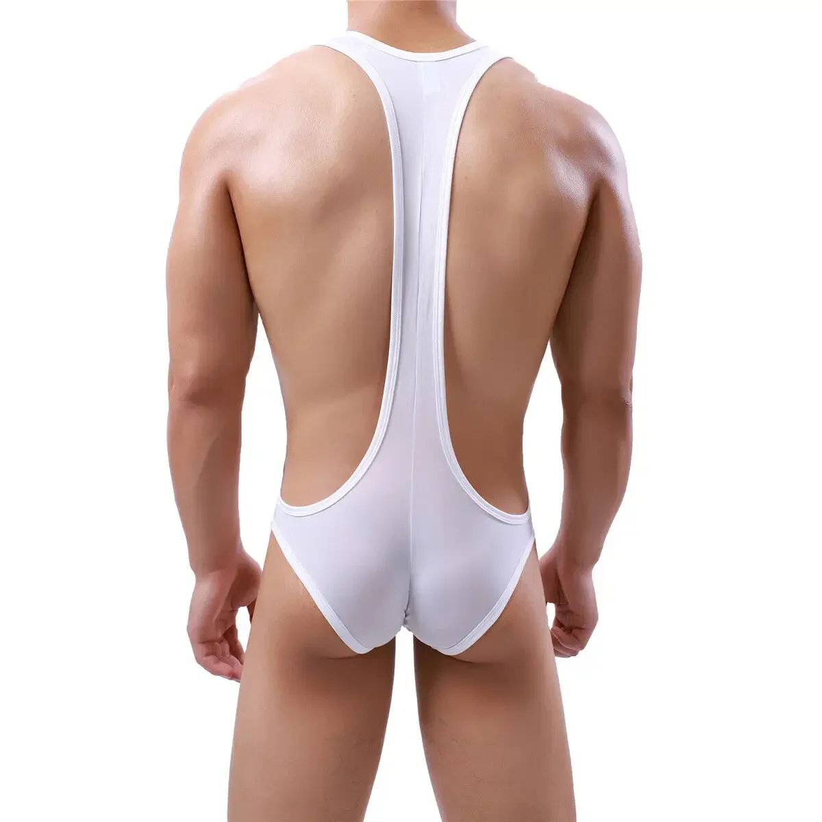 Sexy Men Undershirts Ice Silk One Piece Gay Singlet Bodysuit Jumpsuits Leotard Soft Underwear Shapers Wrestling Singlet Lingerie