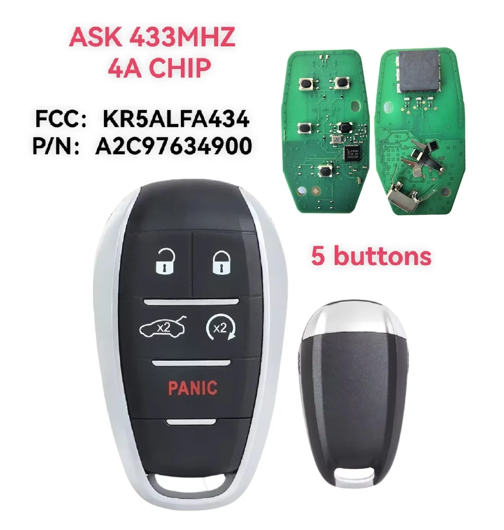 Jingxin 4A Chip A2C97634900 434MHZ Schlüsselloser Smart-Schlüssel 433MHz KR5ALFA434 Für 2015 2017 2019 2020 Alfa Romeo Giulia Stelvio 3/5BT – Detail 9