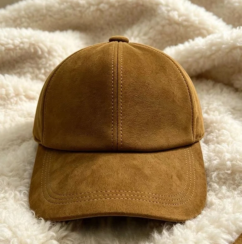 2026 Men/Women Suede Real Leather Baseball Caps Sheepskin Men Youth Duck Tongue Dad Hats Bombe Adjustable