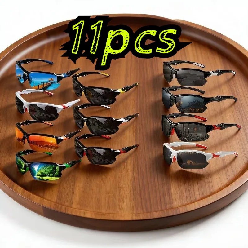

Набор из 11 мужских винтажных квадратных очков: стильные, с декоративными линзами, прочные, для повседневного ношения