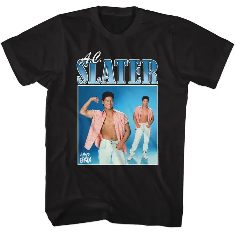 Saved By The Bell TV Show A C Slater Open T Shirt Flexing Photo Men's