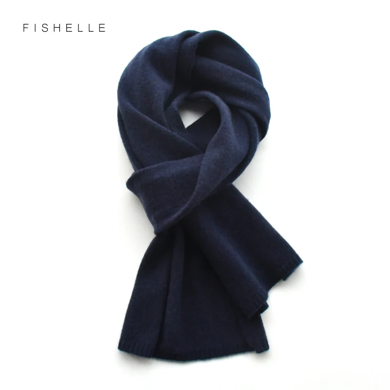 Wool Scarf Navy Blue Men Women Winter Knitted Solid Color Warm Soft Shawl Short Wrap Outdoor Neckerchief Fashion Accessories