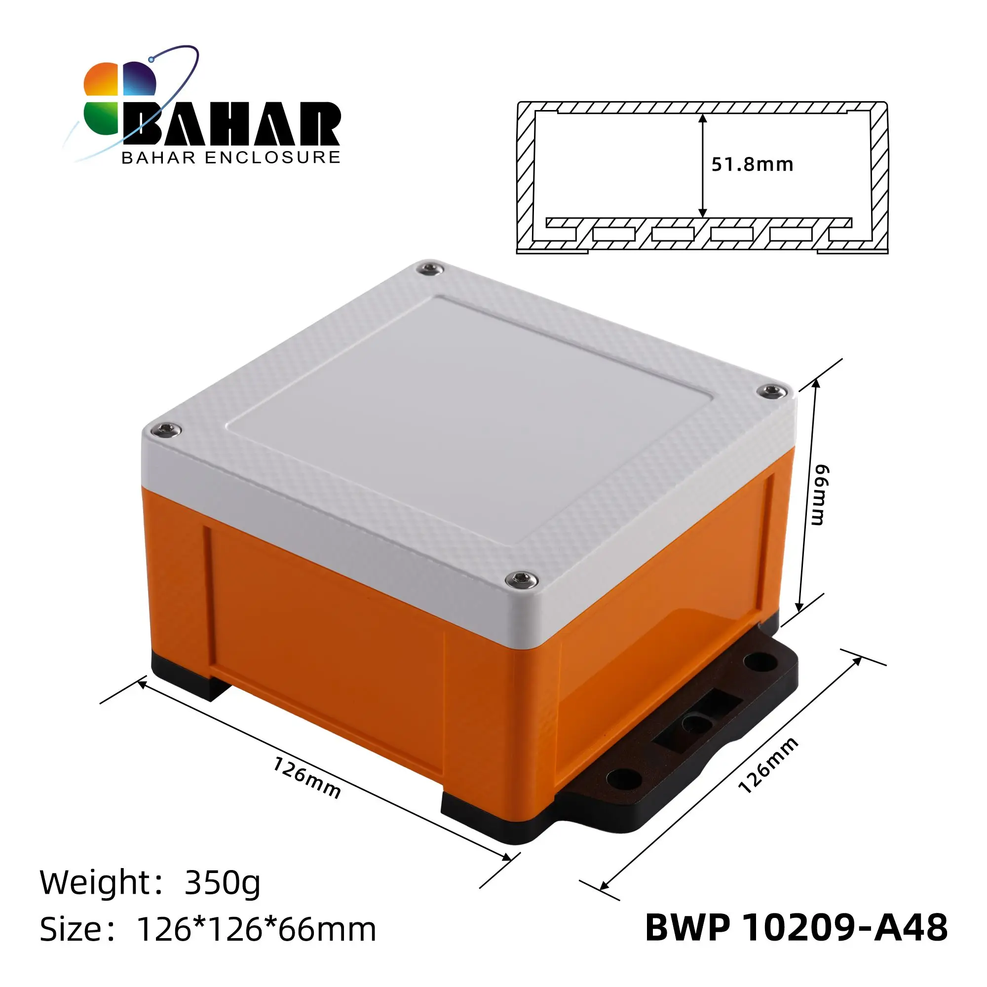 Bahar Enclosure Outdoor IOT Enclosure For Waterproof And Weatherproof Mounting plastic enclosure With Removable Wall Hanging