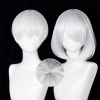 Peluca sintética de Cosplay 2B 9S, peluca sintética blanca para mujer y hombre, pelo resistente al calor, pelucas de alta calidad