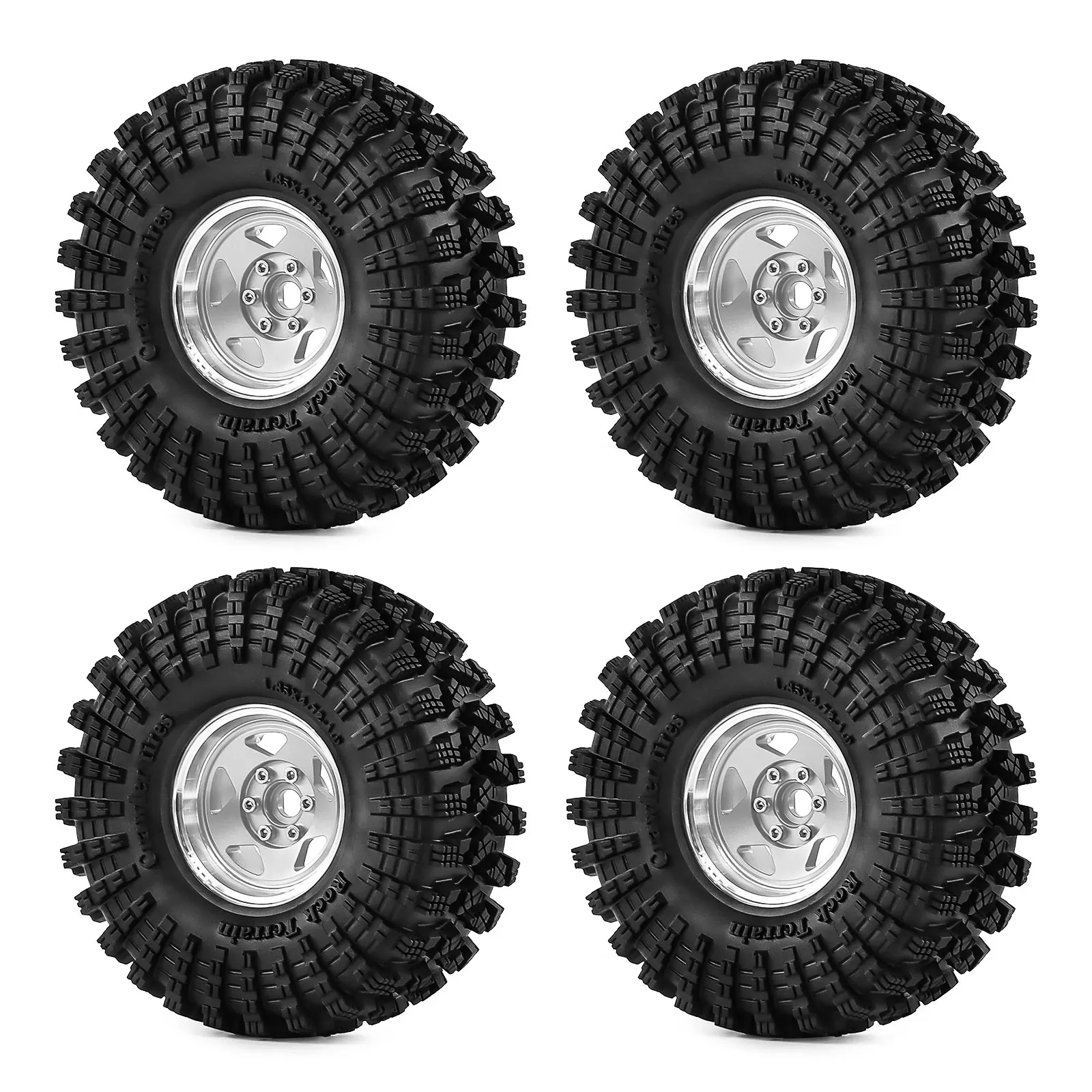 1.9 Inch Beadlock Wheels and Tires Set 12mm Hex Aluminum Rims for TRX4 SCX10 AXIAL D90 D110 WPL FMS FCX24 Upgrade Parts RC Crawl