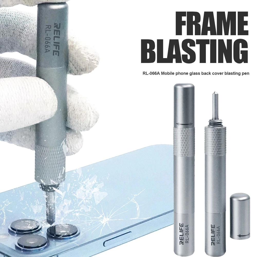 RELIFE RL-066A Blasting Pen Break Crack Demolishing Pen Back Cover Camera Glass Lens for IPhone 8 13 Pro Repair Blasting Tools