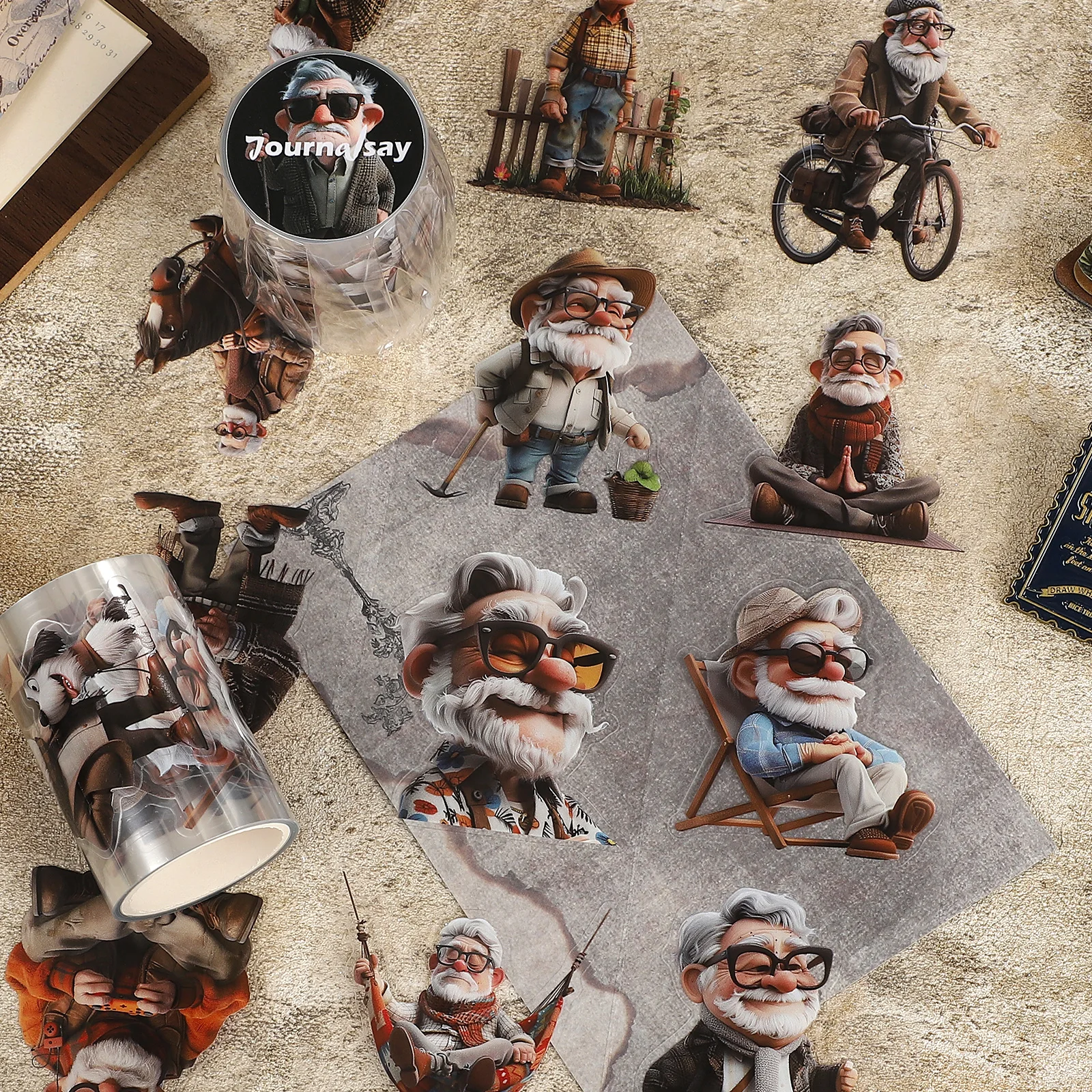 

60 мм * 200 см винтажный забавный старик персонаж пейзаж ПЭТ лента креативный DIY материал для журнала коллаж канцелярские принадлежности для скрапбукинга