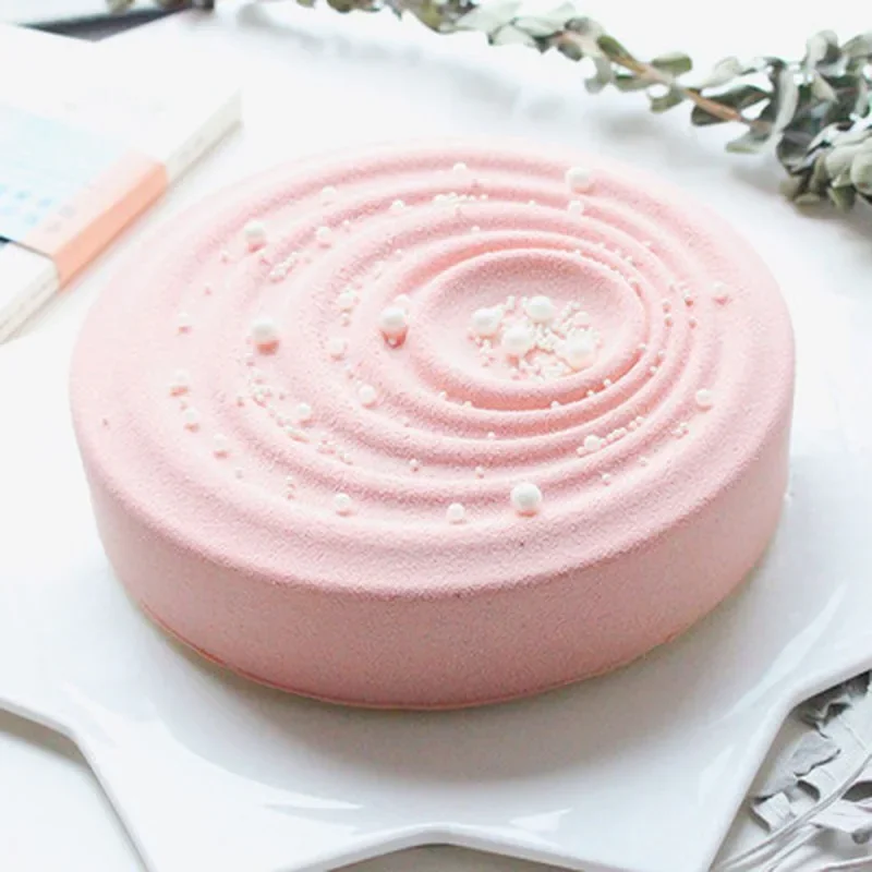 8 Inch Round Ripple Loop Silicone Mould Mousse Mold Cake Mold Circular Ripple French Dessert Silica Gel Cake Mold Baking Tool