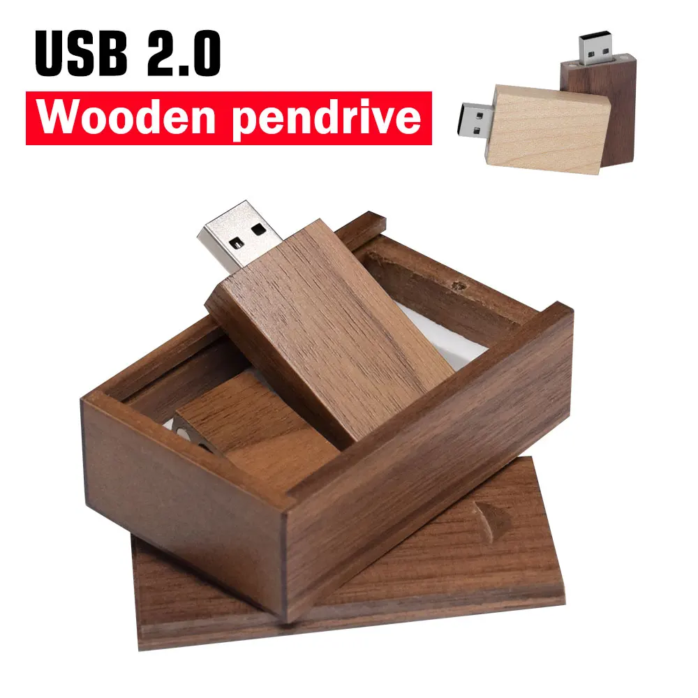 

USB flash drives Wooden box Memory stick Pen drive Square wood pendrive 128GB 64GB 32GB 16GB 8GB 4GB Creative wedding gift