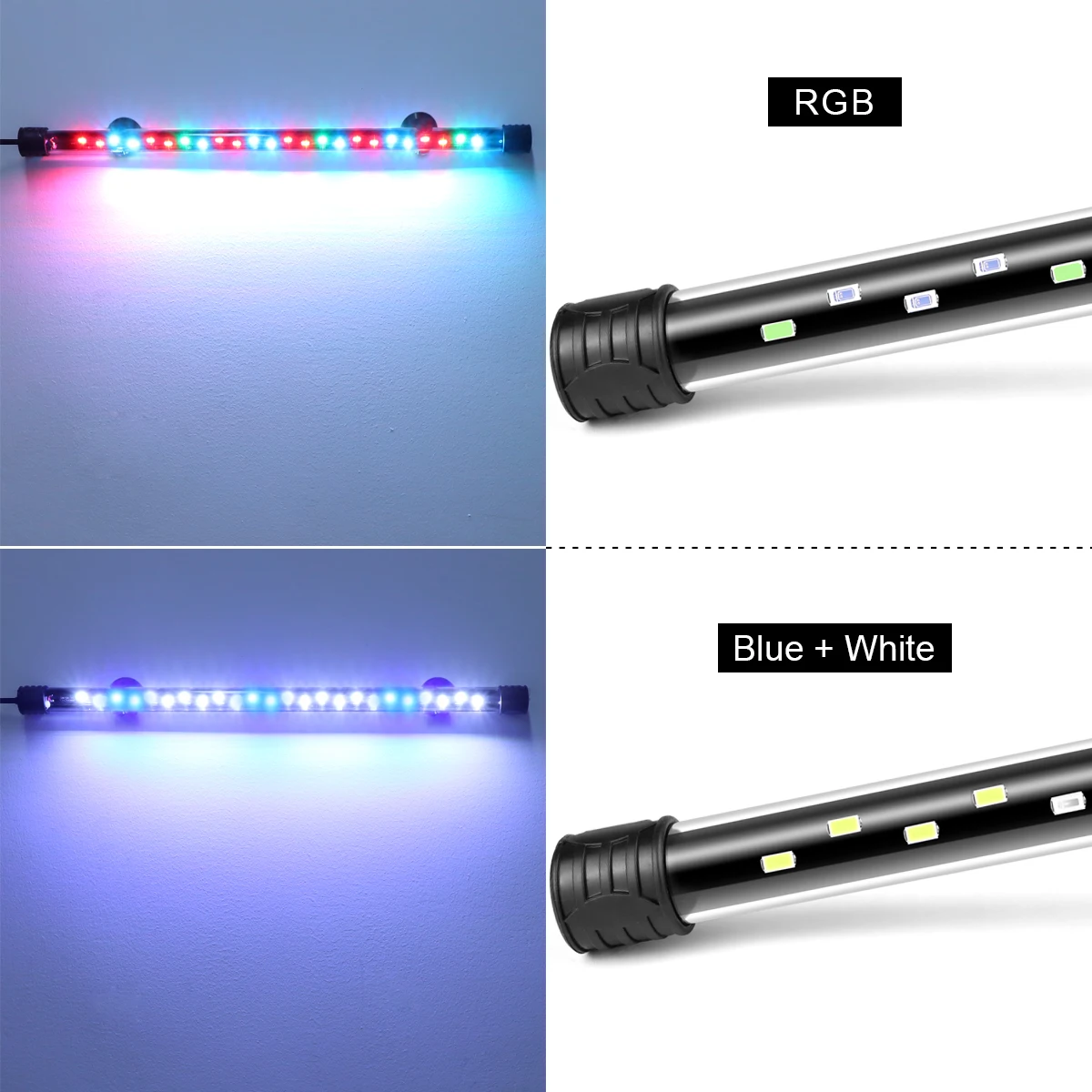 48CM Available High Bright Underwater Fish Tank LED Bar Light Waterproof Lamp Tube RGB Blue-White Aquarium Submersible Lighting