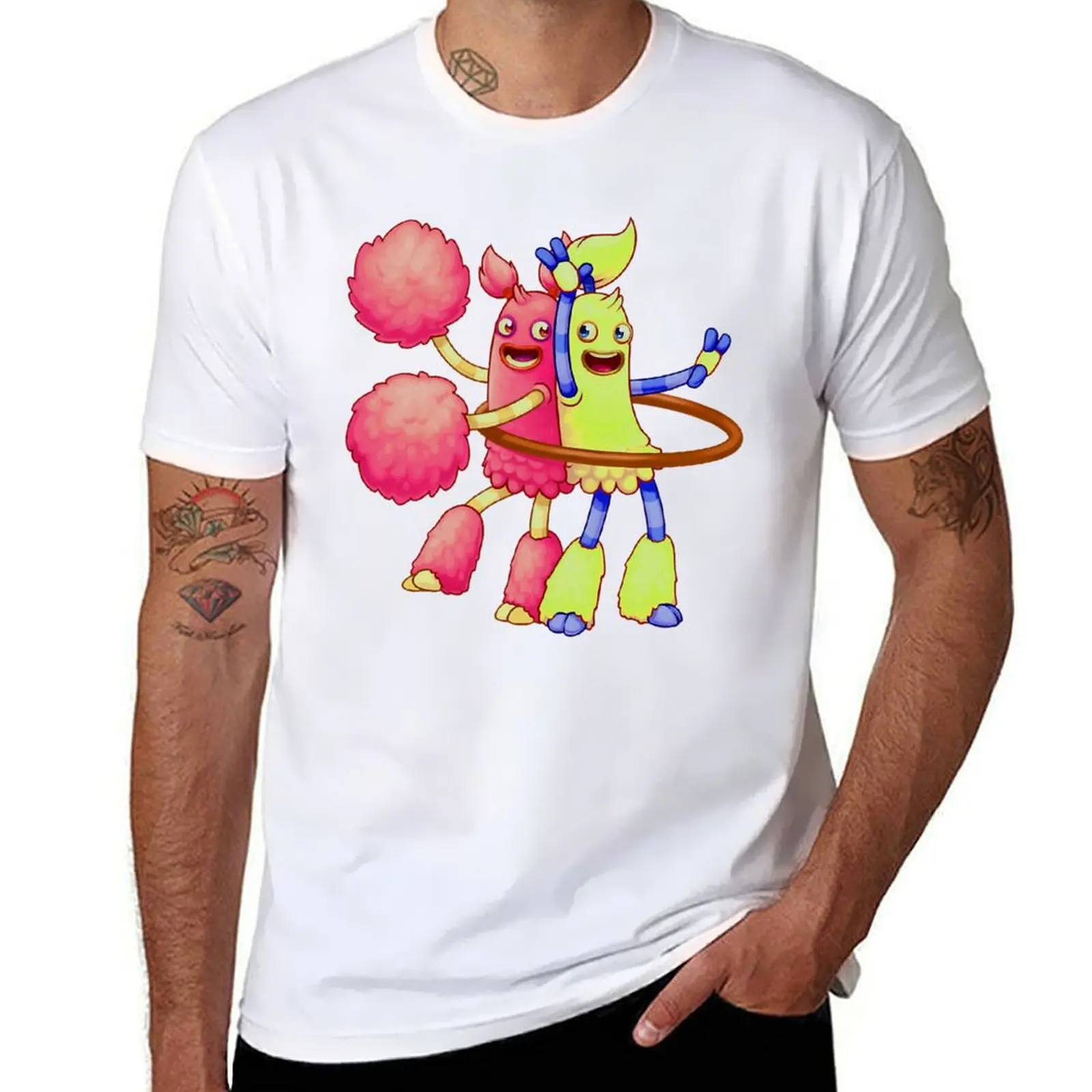

My Singing Monsters character hoola and pompom, hoola and pompom Monsters T-Shirt man t shirt cotton T-Shirt