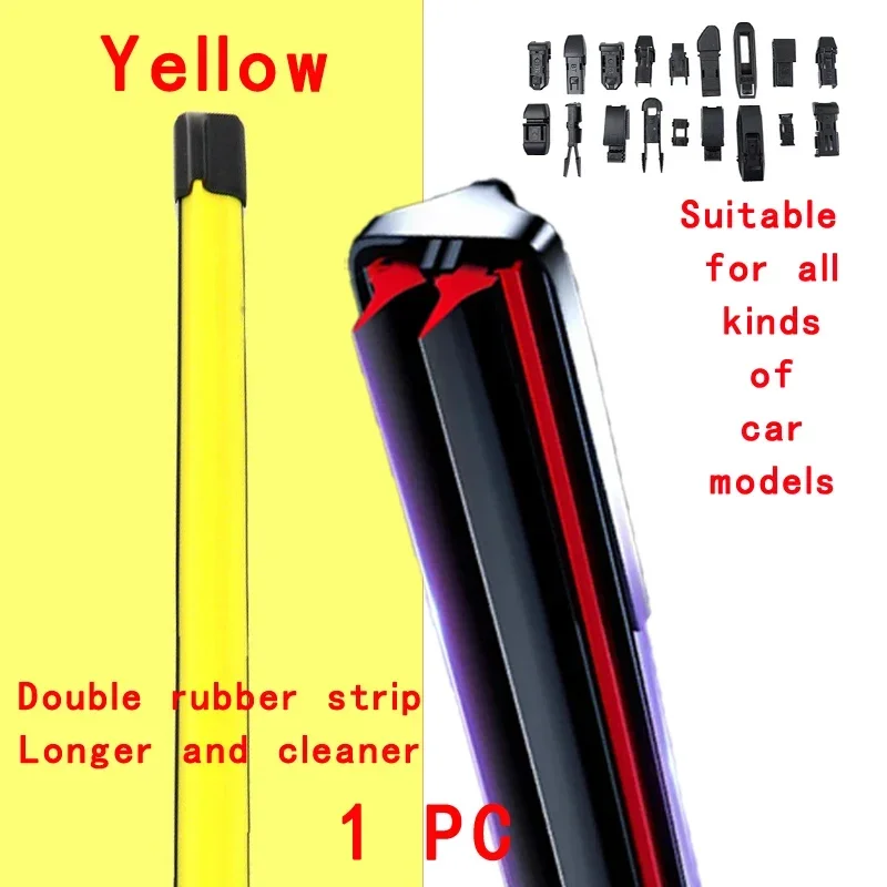 

Yellow Car Windshield Wiper blades Universal Soft Double layer Rubber Frameless Bracketless wipers 14" 16" 19" 20" 21" 22 24"26"