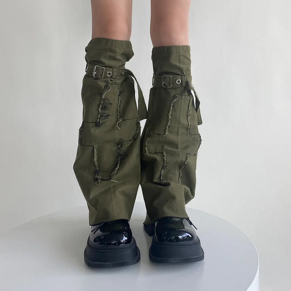 Japanese Style Gothic Soft Long Socks Y2k Green White Rose Red Leggings Gaiters Knee Goth Winter Autumn Sweet Cool Girls JK