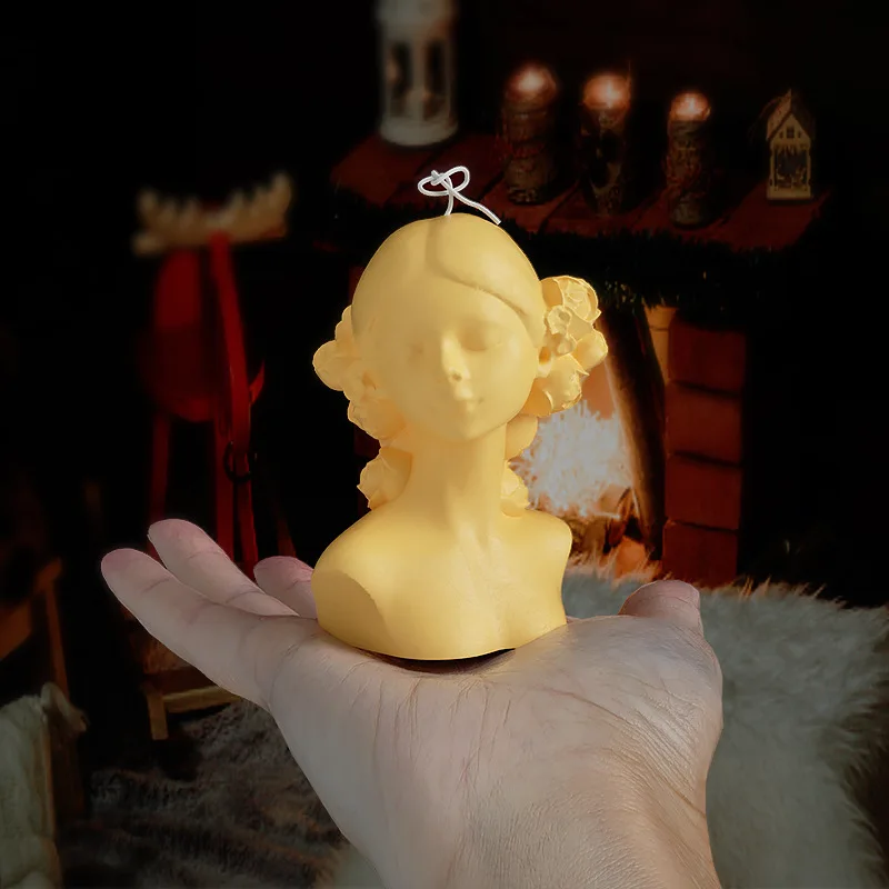 Rose Blindfolded Girl Candle Silicone Mold Gypsum form Carving Art Aromatherapy Plaster Home Decoration Mold Gift Handmade