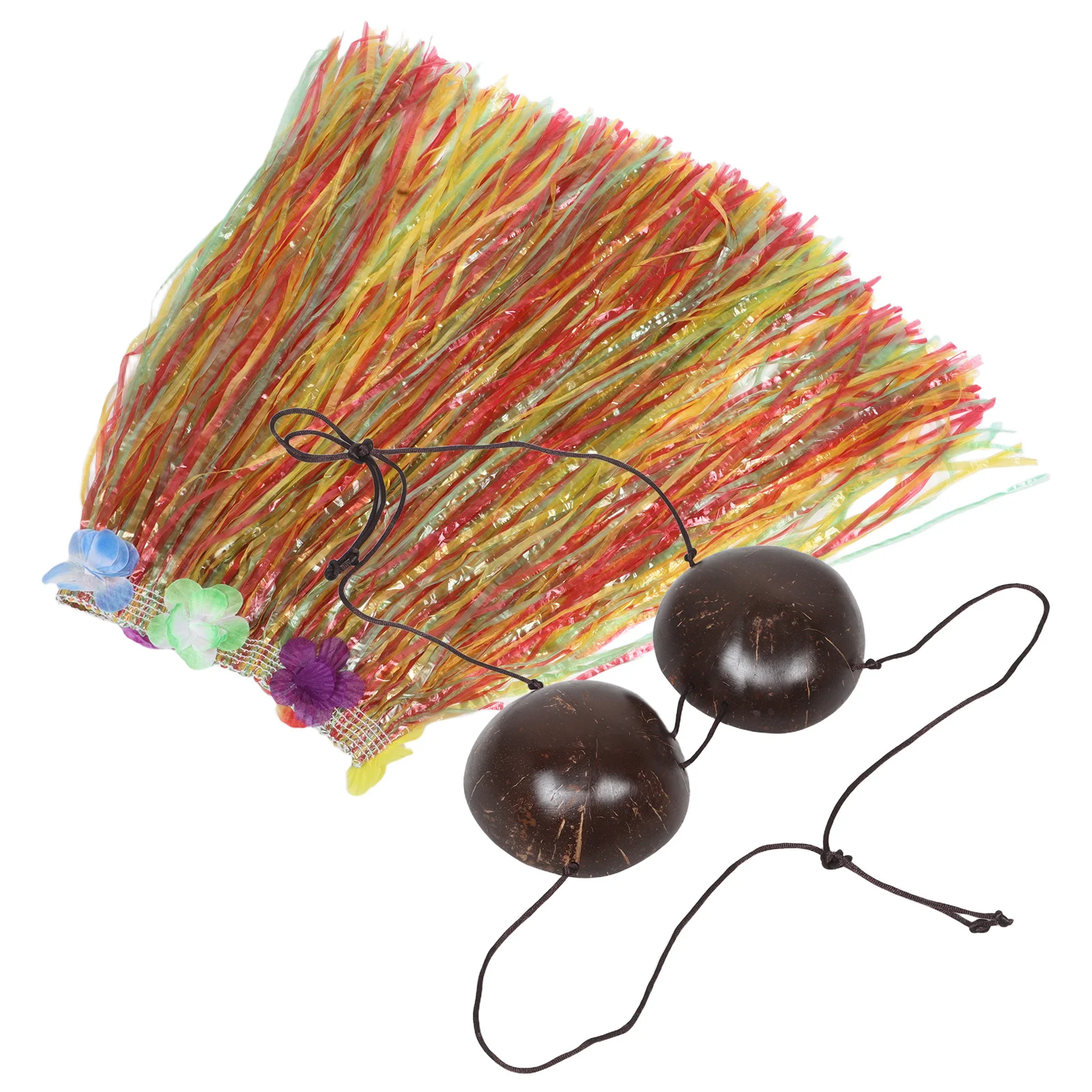 

Coconut Bra Top and Grass Skirt Set Hawaiian Outfit for Women Tropical Dance Costume Easy to Style Hawaiian Outfits for Women
