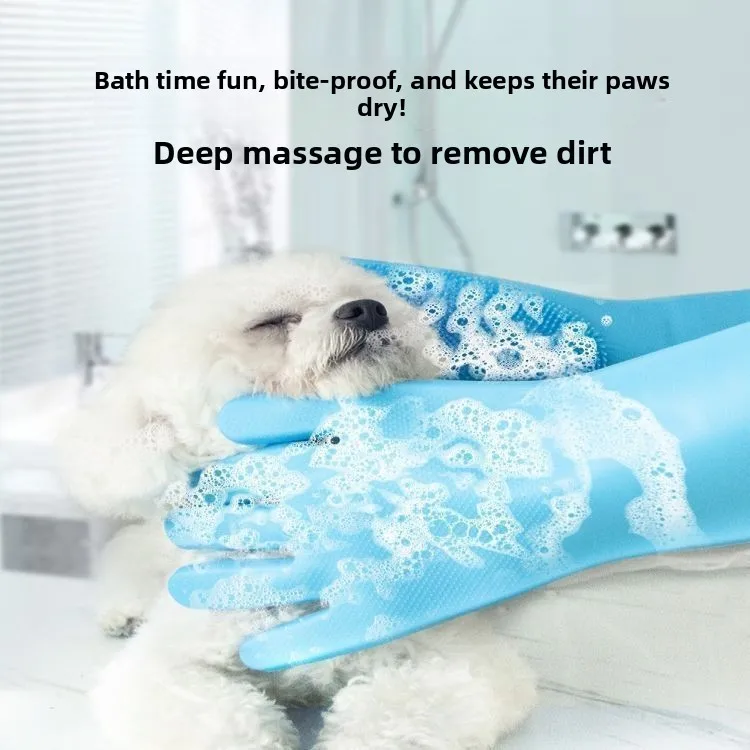 Pet bathing gloves dog cat bathing artifact anti-scratch and