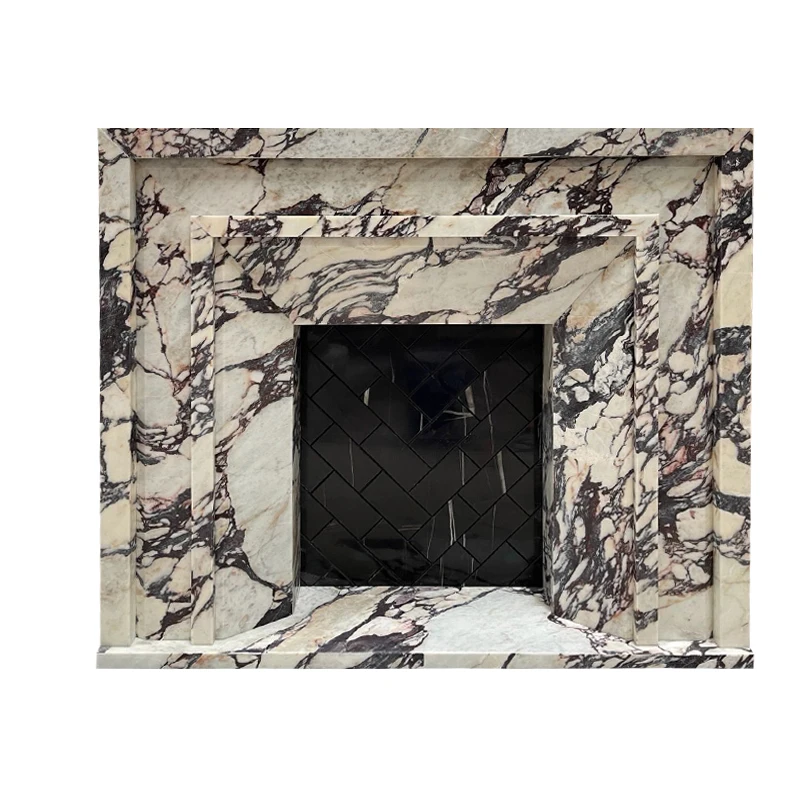 مدفأة بولغاري رخامية كاراتاتا مدفأة من الحجر الأرجواني خزانة مدفأة بسيطة