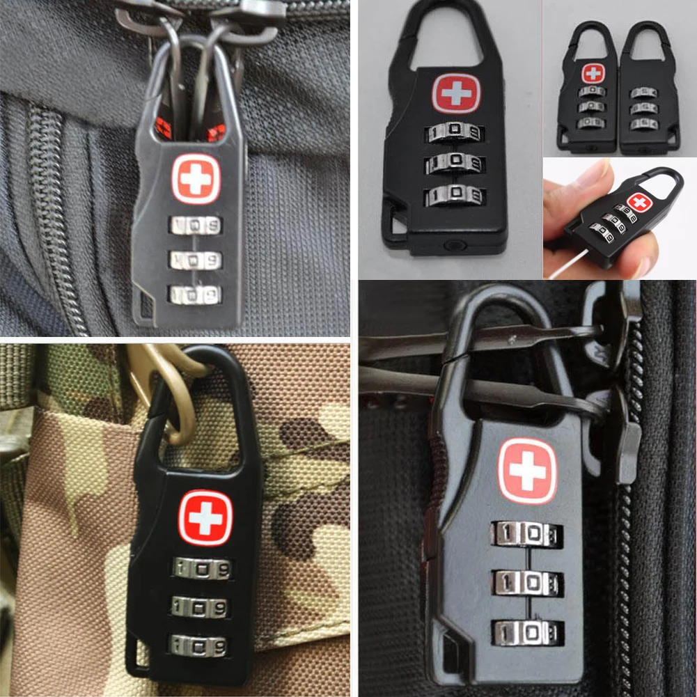 Outdoor Backpack Handbag Zipper Lock Anti Theft Portable Mini Combination Code Number Lock for Travel Backpack Accessories