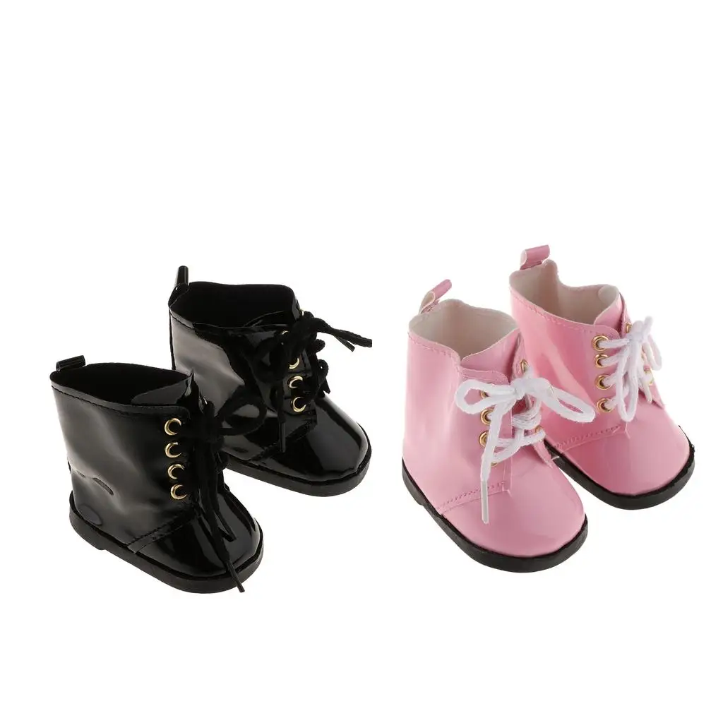 Botas de equitação rosa/pretas para boneca AG de 18 polegadas, presentes para meninas