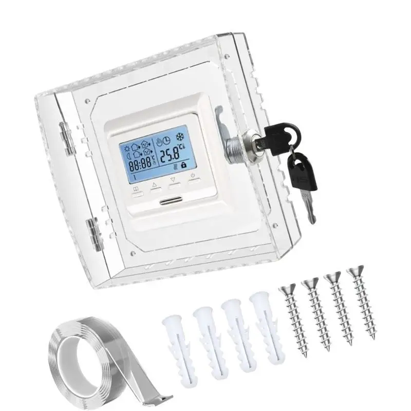 

652F Secure Thermostat Guard Lock Box with Set Clear Thermostat Protector Case for Preventing Unauthorized Adjustments