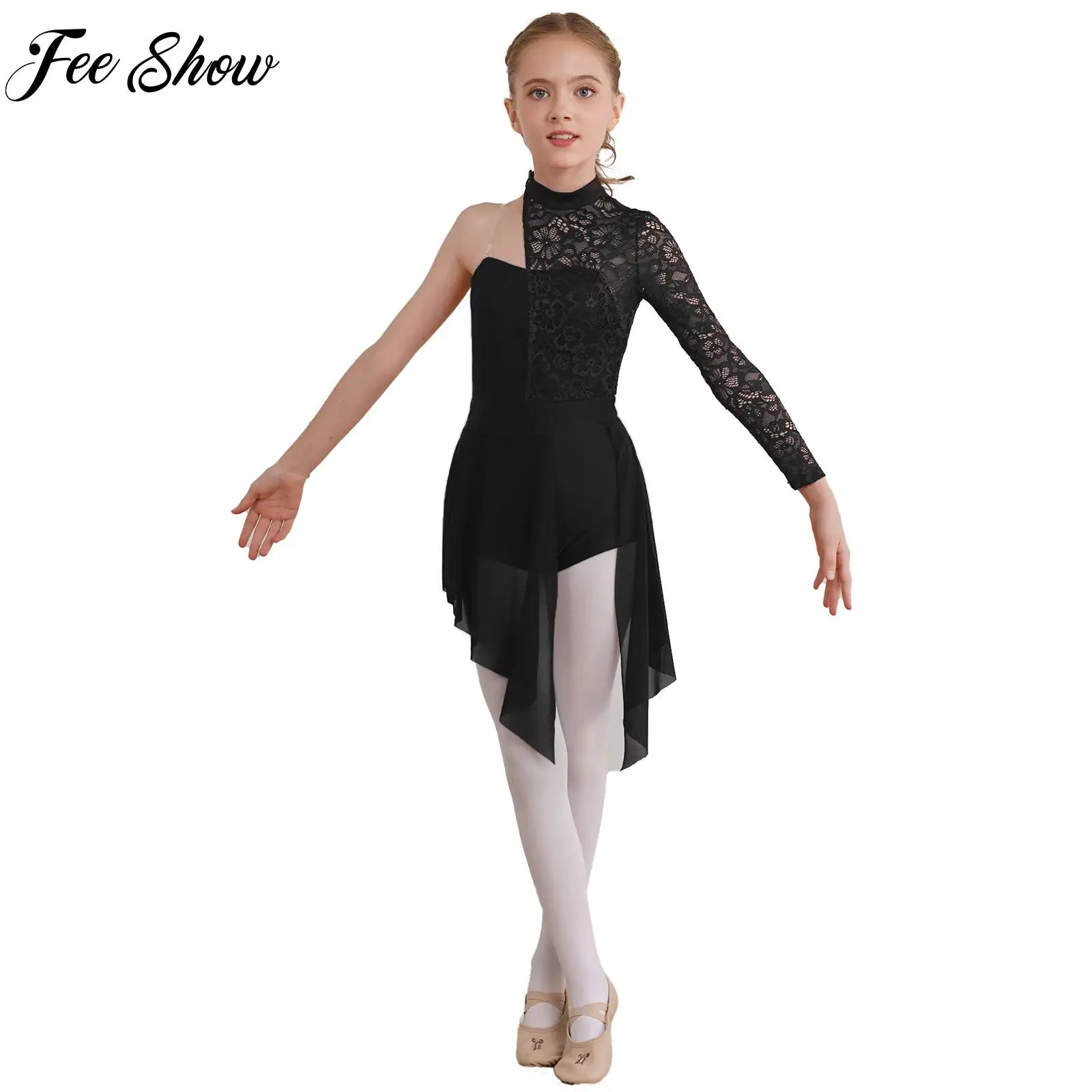 

Ballet Dance Dress for Girls Kids Sleeveless Lace Skirted Leotard Skating Gymnastics Modern Contemporary Lyrical Dance Clothes