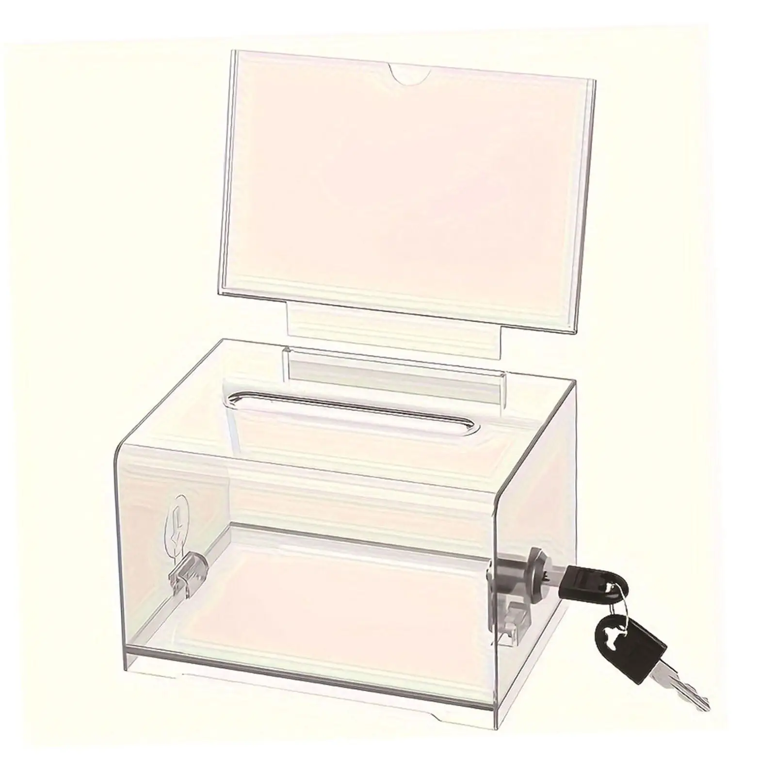 Donation Box Money Collecting Box Multifunction Clear Donation Storage Jar Raffle Ticket Container for Office Charity Voting