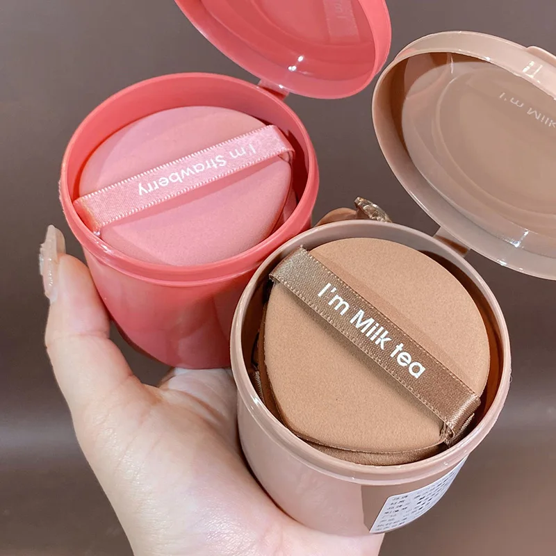 7 pièces/boîte fraise cosmétique bouffée ensemble Double face femmes doux maquillage éponge beauté maquillage poudre outils café rose vert 2025New