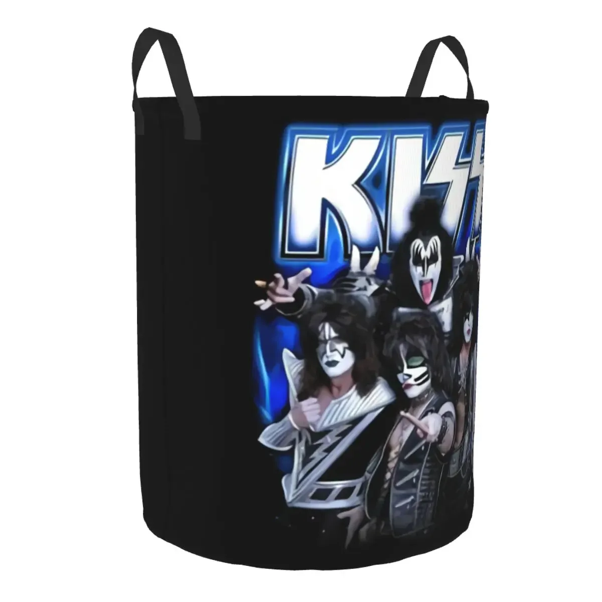 Custom Kiss Rock Metal Band Laundry Basket Foldable Toy Clothes Hamper Storage Bin for Kids Nursery