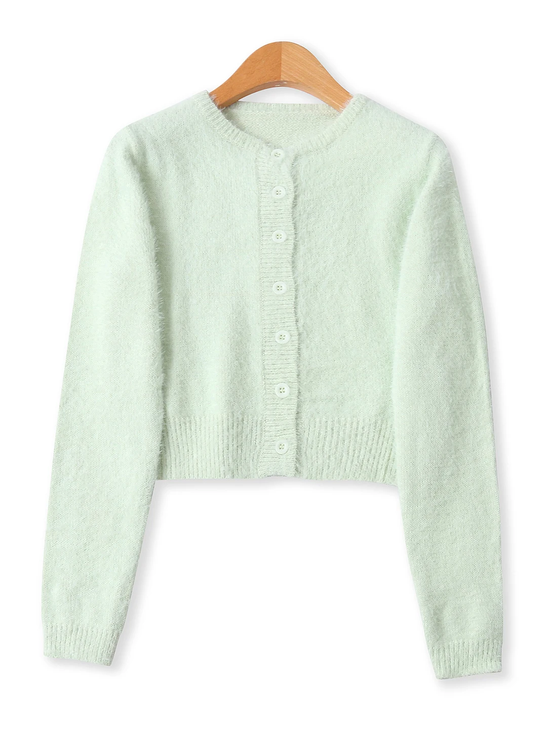 女性のスリムフィットロングスベセーターシングルボタンまたはオープンカーディガンフェイクミンクファーキャンディーカラー秋の新作 Sle 8859