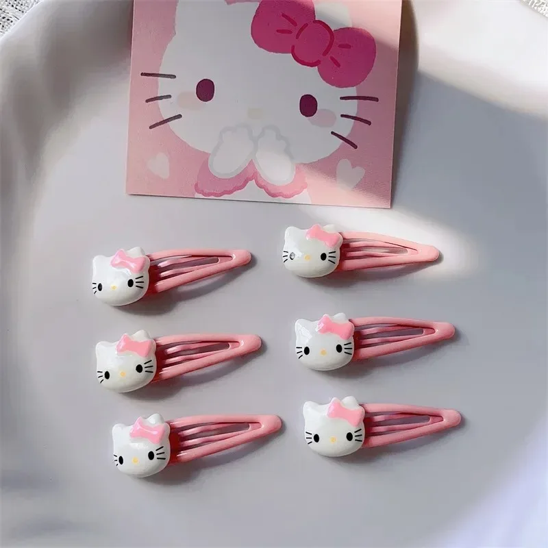 Cute Sanrio Pink Hairpin Pin Cartoon Hello Kitty Girls Barrettes Bangs Clip Women Girls Hair Accessories Slid Clip Jewelry Gifts