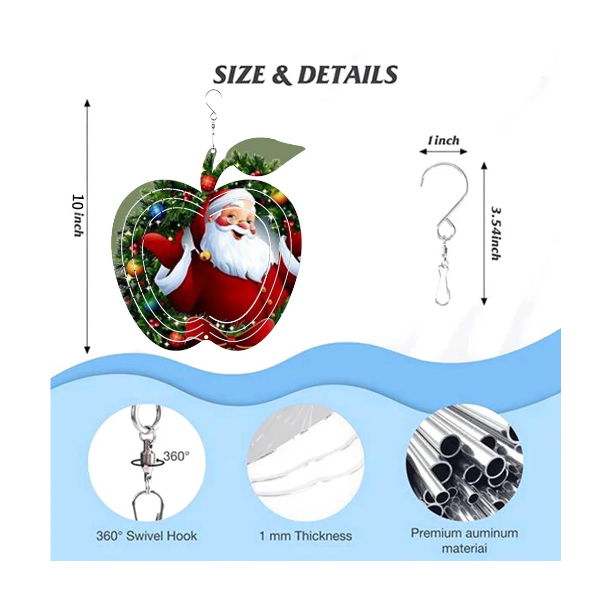 6Pack 10Inch Sublimation Wind Spinners Blanks Hanging Wind Spinners Christmas Gift for Christmas Fruit Garden Decoration