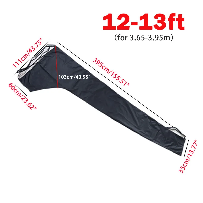 Waterproof Mainsail Boom Cover, 600D Sailboat Mainsail Cover UV Protection Weather-Resistant, Boom Length 8\'-13\' 10\'-11\' Black