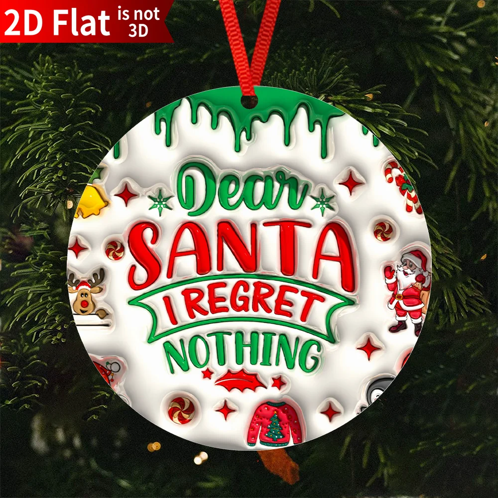 

2D плоская, 1 рождественское украшение «Дед Мороз, я ничего не регрет» интересное праздничное украшение