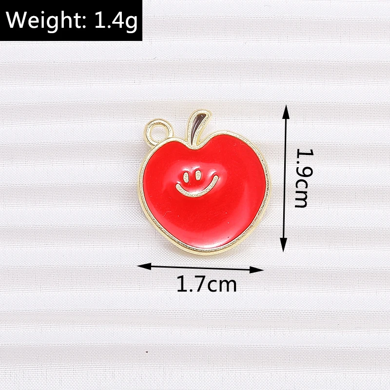 10 teile/los Mix Nette Emaille Obst Apfel Kirsche Ananas Traube Charms für Schmuck Machen Frauen Ohrringe Anhänger Halsketten Geschenke – Detail 4