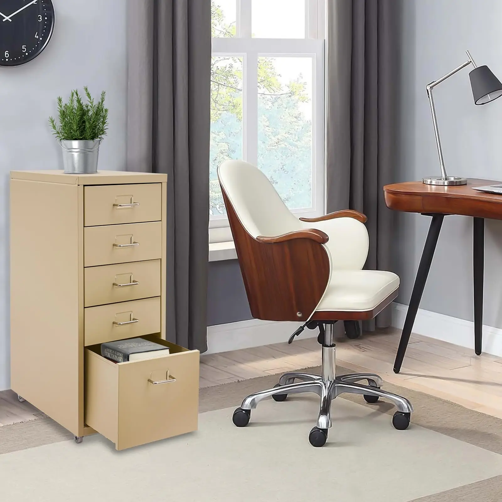 خزانة تخزين الملفات المعدنية، 5 أدراج تحت خزائن الملفات المكتبية بعجلات، أثاث المكاتب المنزلية المتنقلة لـ A4 Legal/Letter Si