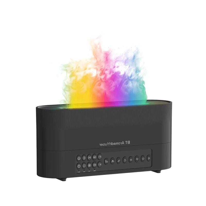 【RECOMENDAR】Aroma Diffuser With White Noise Speaker Essential Oil Diffuser Flickering Flame 260Ml Bluetooth Speaker Humidifier B