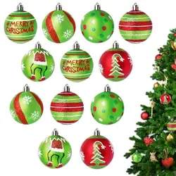 2024 Christmas Tree Glittering Balls Ornaments 12Pcs/set Christmas ball set For Christmas Tree Wall Hanging Decoration
