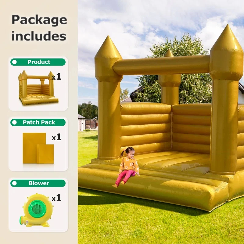 4M 골든 바운스 하우스 프리미엄 PVC 방수포 인플레이터블 바운서 결혼식 및 어린이 파티용 재미있고 내구성 있는 점핑 캐슬