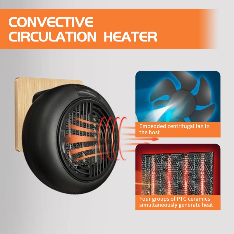 EU Small Circular Heater Portable Wall Mounted Desktop Two Electric Heaters Safe Energy Saving Intelligent Constant Temperature